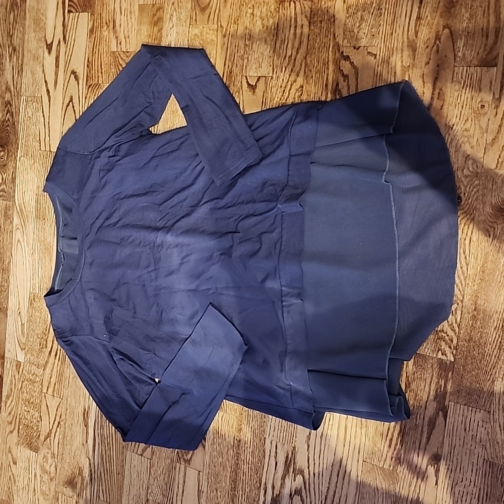 (M) Layered Long Sleeve Top Casual Back Zipper Accent Loungewear Casual Soft